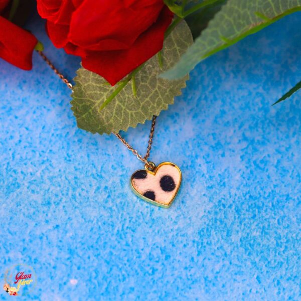 Panda Print Heart Necklacec